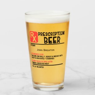 Verre Prescription personnalisée de bière RX Funny