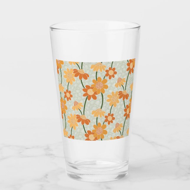 Verre Pretty retro muted 1970 s flowers (Devant)