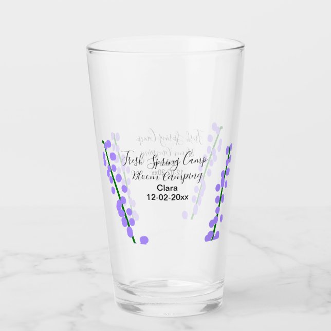 Verre Printemps frais camping fleurs de lavande nom date (Devant)