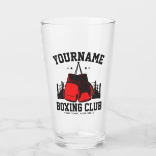Verre Pro Boxer AJOUTER NOM Gants rouges Boxer Ring Trai