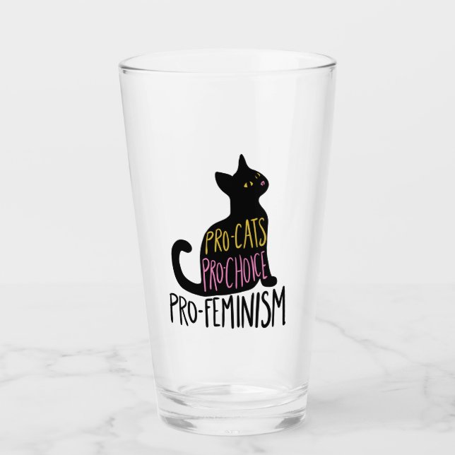 Verre Pro-chats pro-choix pro-féminisme chat noir (Devant)