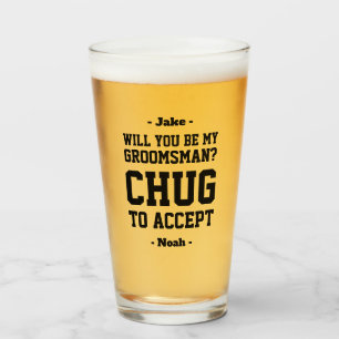 Verre Proposition de Groomsman Chug pour accepter une bi