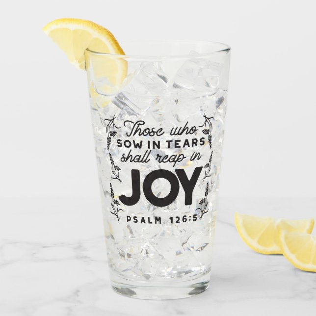 Verre Psaume 126:5 Typographie des Écritures – Moissonne (Devant glace)