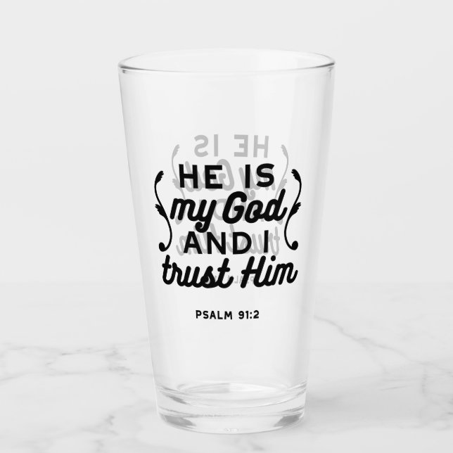 Verre Psaume 91:2 – Faire confiance à Dieu Verset de la  (Devant)