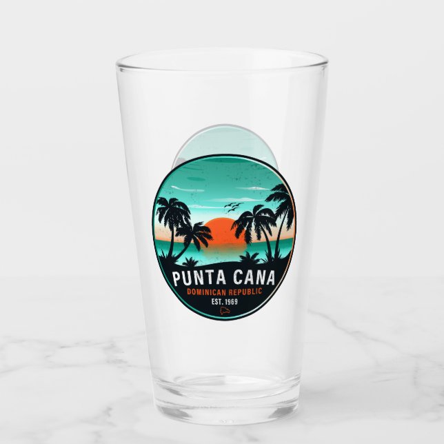 Verre Punta Cana Dominicaine Retro Sunset Souvenir 60s (Devant)