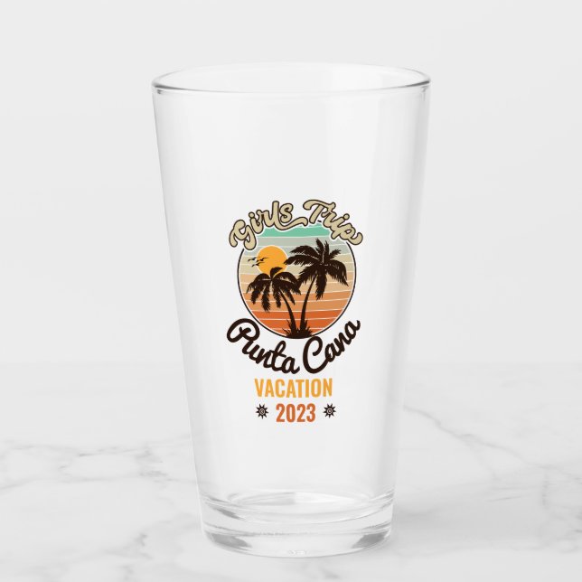 Verre Punta Cana personnalise Vacation 2023 Retro 60s (Devant)
