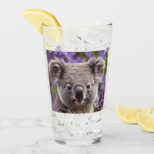 Verre Purple Jacaranda Koala Ours, (Devant glace)