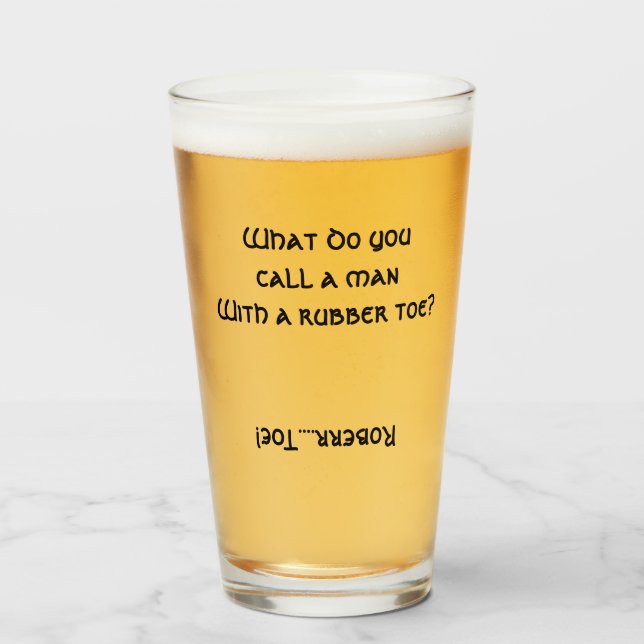 Verre Q&Q MAN AVEC UN TOUR EN CAOUTCHOUC? Pint de bière  (Devant (rempli))