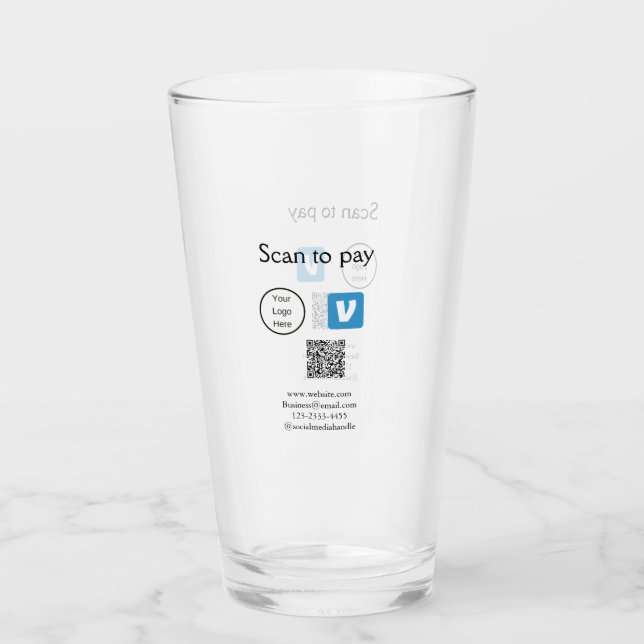 Verre Q R code venmo scanner pour payer ajouter le logo  (Devant)