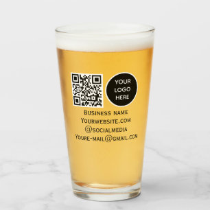 Verre QR Code Business Logo Professionnel Noir Moderne