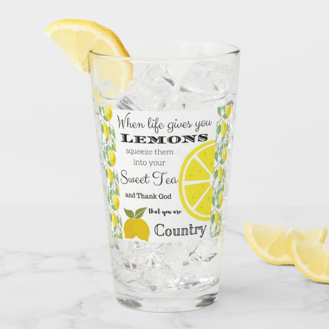 Verre Quand la vie vous donne LEMONS Country Humour (Devant glace)