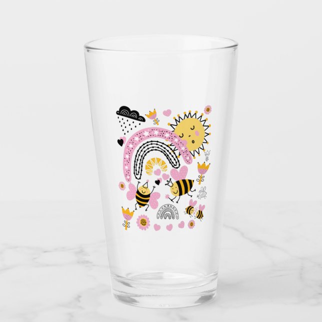 Verre Queen BEES Cute BFF, Baby Girl, Girly Toxits Rose (Devant)