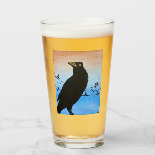 Verre Quiscale Austin Texas Oiseau Aviaire Peinture de l (Devant (rempli))