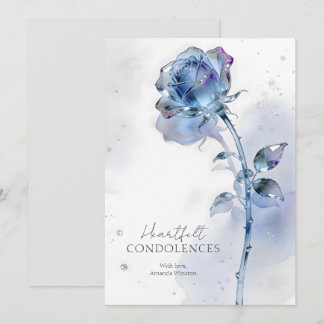 Verre Raffiné Rose Bleue Condoléances Sympathie AM