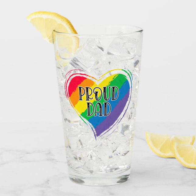 Verre Rainbow Heart Flag Fier papa LGBT Gay pride Mois (Devant glace)