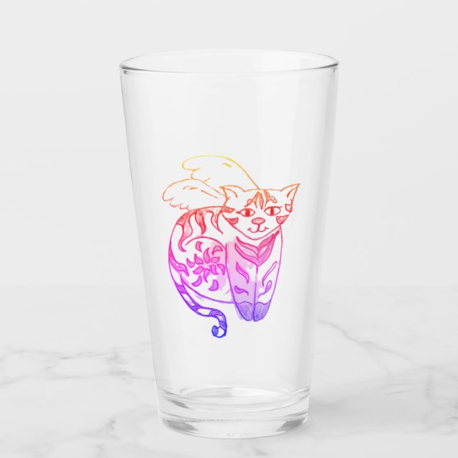Verre Rainbow Patterned cat (Devant)