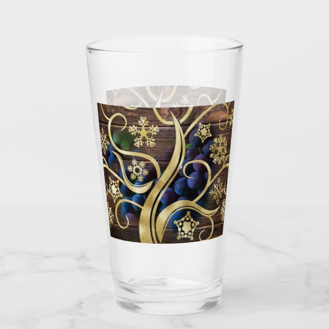 Verre Raisins Élégants Avec Motif Or (Devant)