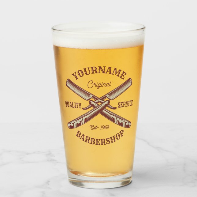 Verre Rasoir droit de barbier personnalisé au nom de la  (Devant (rempli))