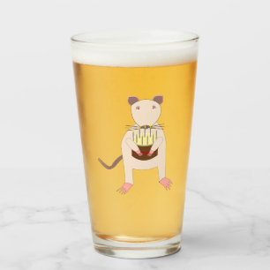 Verre Rat siamois avec gâteau d'anniversaire