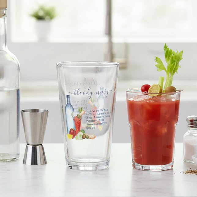 Verre Recette de cocktail à l'aquarelle Boisson mixte Bl (Créateur téléchargé)