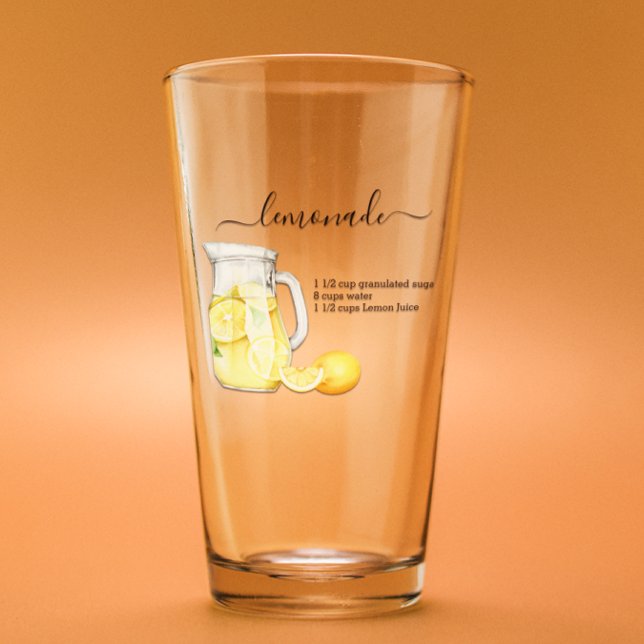 Verre Recette Lemonade Boire Aquarelle Lemons (Créateur téléchargé)