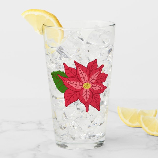 Verre Red and Pink Christmas Poinsettia (Devant glace)