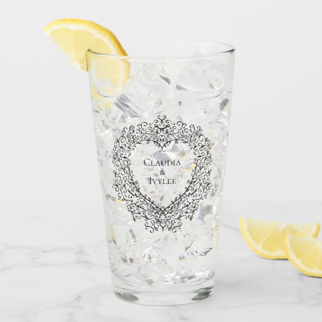 Verre Red Black Heart Mariage gothique (Devant glace)