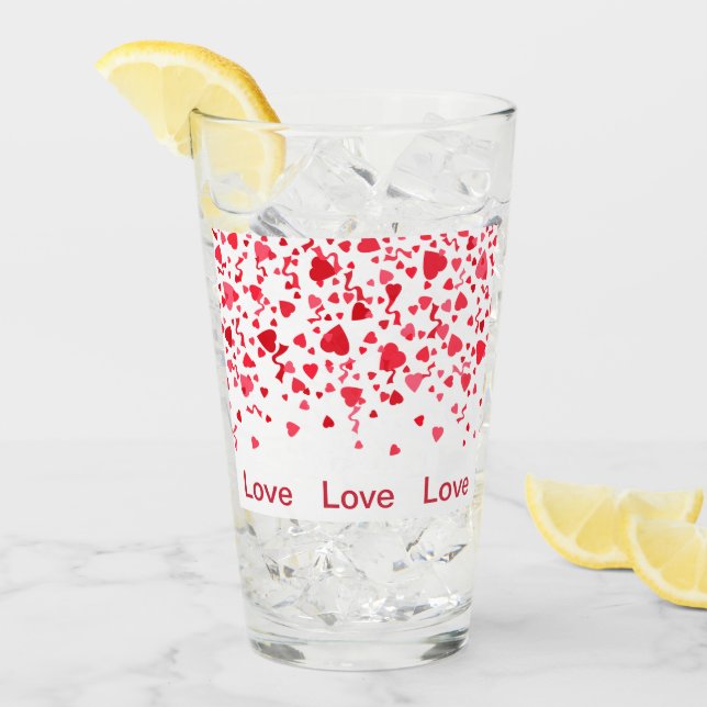 Verre Red Confetti Coeurs Aimer Saint Valentin (Devant glace)