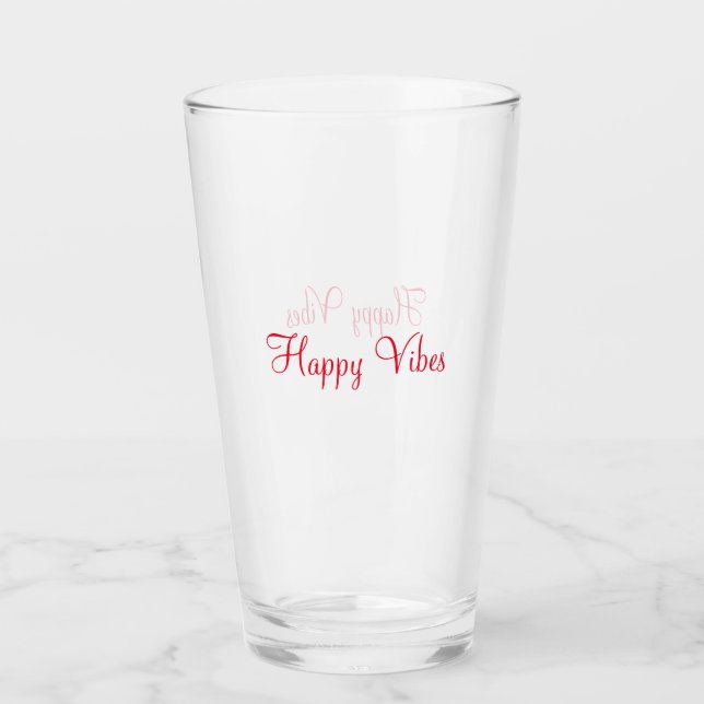 Verre Red happy vibes vacances simple minimum calligraph (Devant)