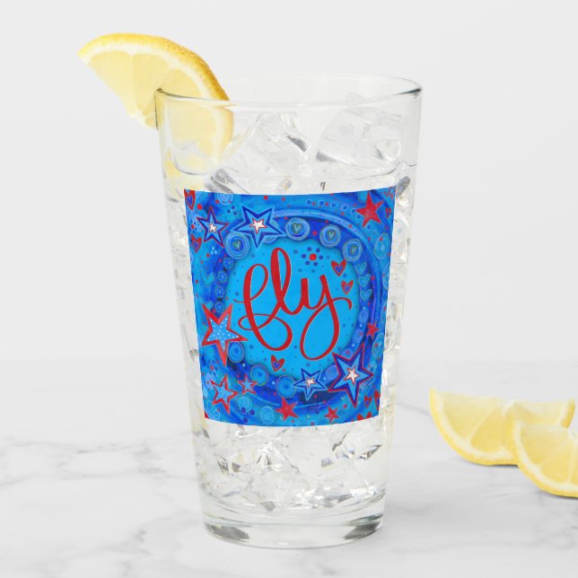 Verre Red White Blue Stars Inspirer Vol (Devant glace)