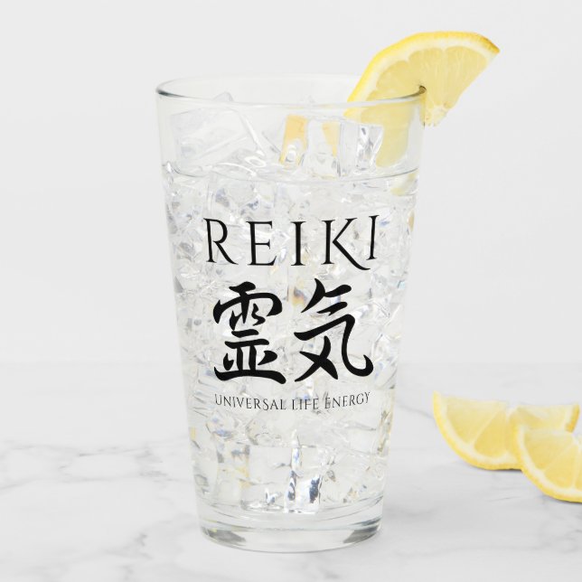 Verre Reiki 霊 気 Japonais Calligraphic Life Energy (Dos glace)