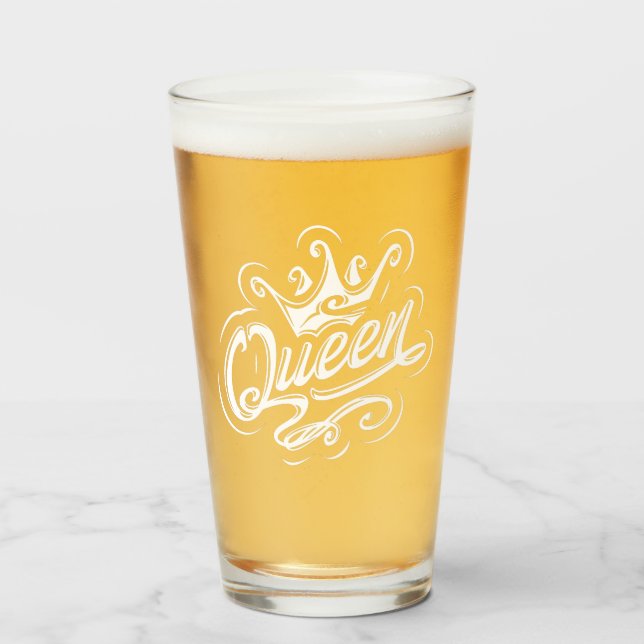 Verre Reine avec couronne, conception de la typographie (Devant (rempli))