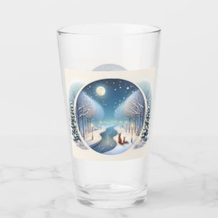 Verre Renards d'hiver au bord d'une rivière enneigée écl
