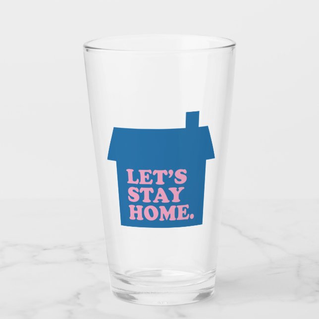 Verre Restons à la maison Bleu (Devant)