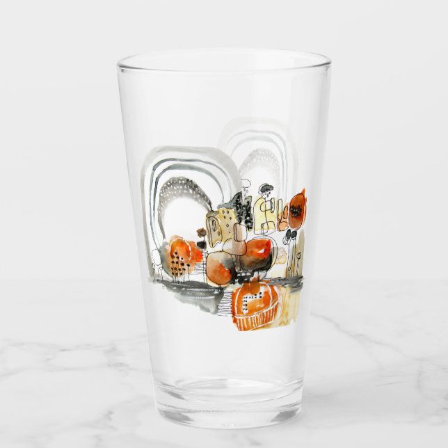 Verre Résumé moderne Jote Motif Orange Doodle (Devant)