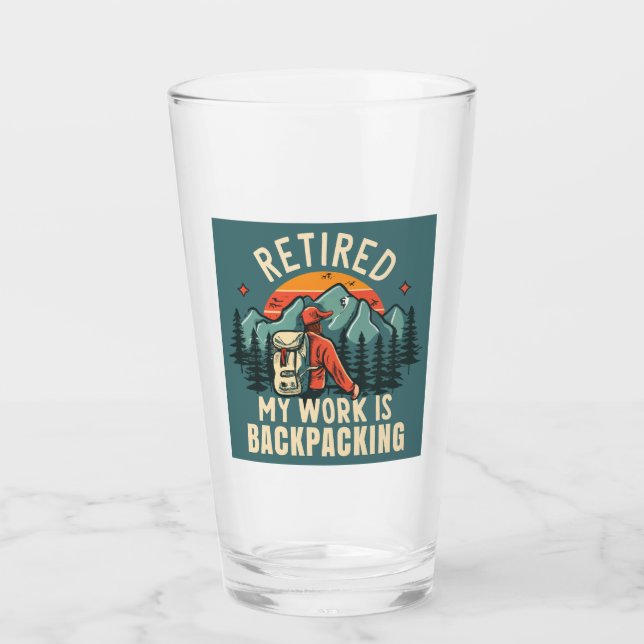 Verre Retraité Mon travail est le sac à dos (Devant)