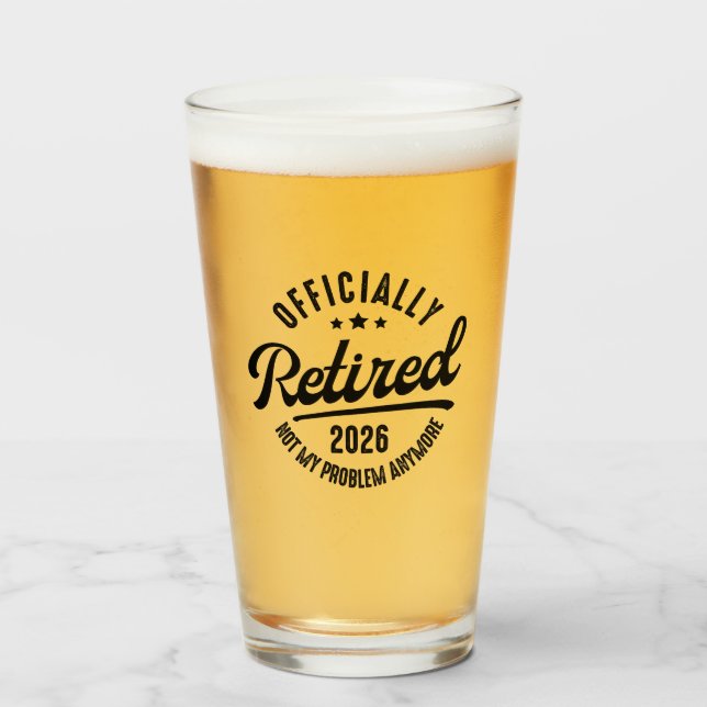 Verre Retraité Officiel 2026 Drôle Retraite (Devant (rempli))