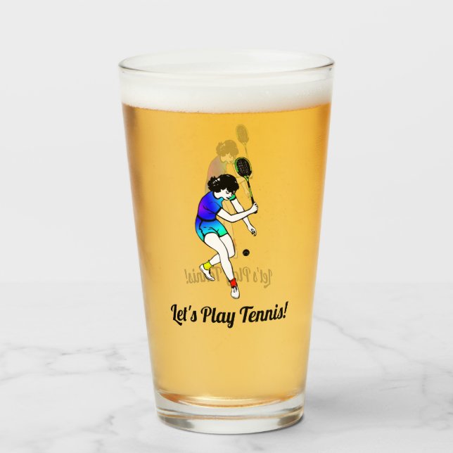 Verre Retro Joueuse de tennis féminin Texte personnalisé (Devant (rempli))