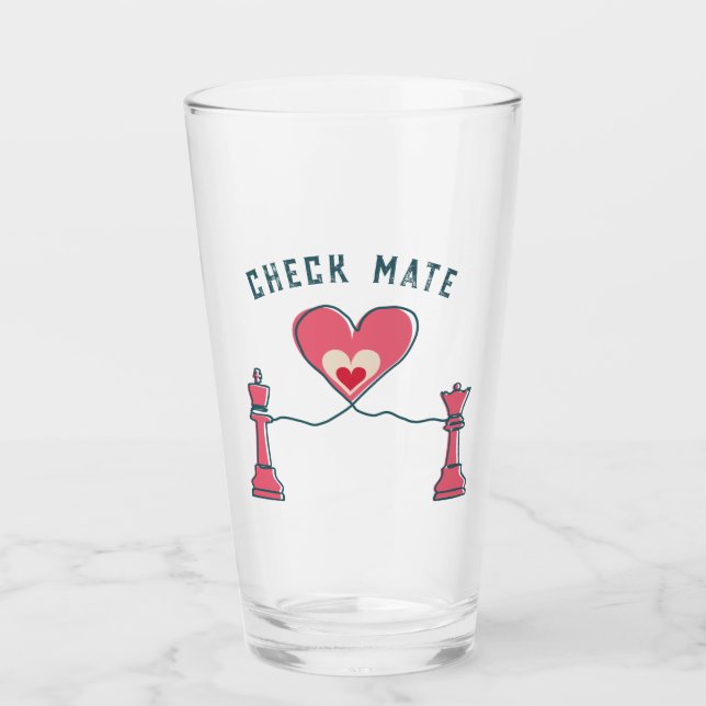 Verre Retro Lovely Fun Valentine Dons Checkmate Chess (Devant)