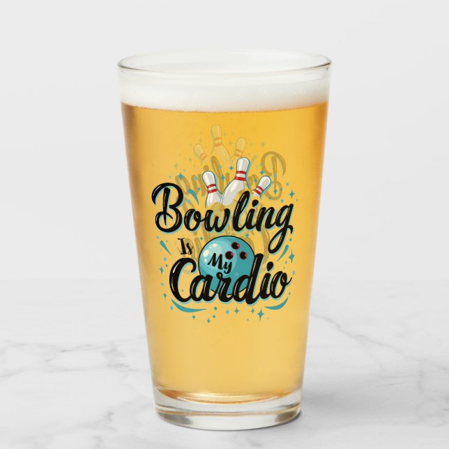 Verre Retro Neon "Bowling Is My Cardio" Funny Bowling (Devant (rempli))