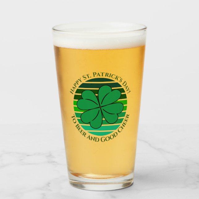 Verre Retro St. Patrick's Day Irlandais 4 feuille Clover (Devant (rempli))