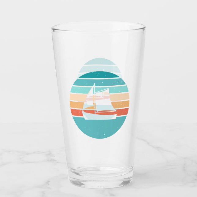 Verre Retro Sunset Effet Perdu + Voilier (Devant)