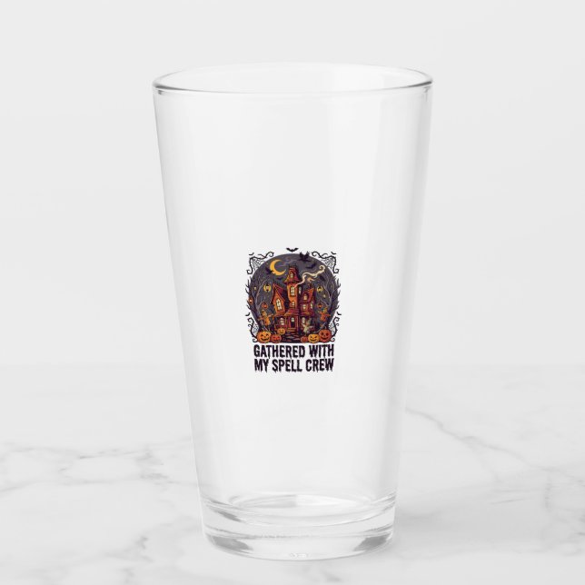Verre Réunion de récolte hantée d'Halloween (Devant)