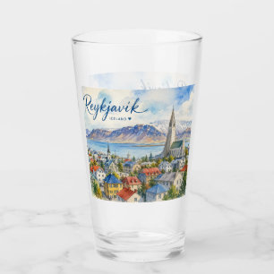 Verre Reykjavik Islande souvenir aquarelle 