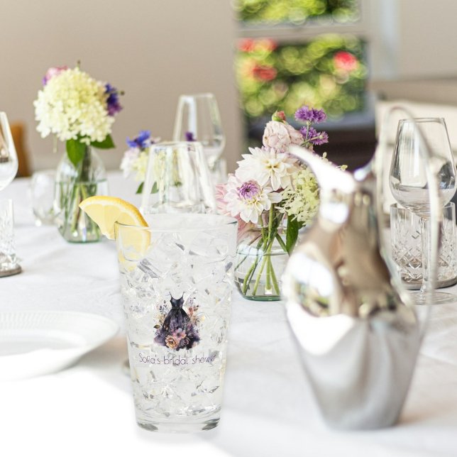Verre Robe noire fleur violette shower de mariage (Créateur téléchargé)