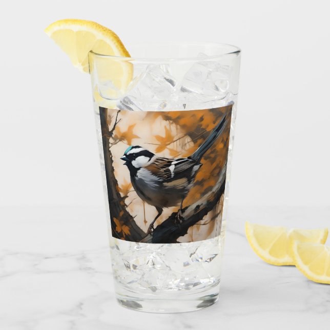 Verre Robin Dans Une Peinture À Huile D'Arbre, (Devant glace)
