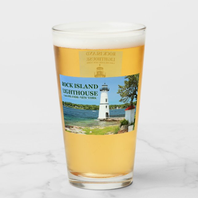Verre Rock Island Lighthouse, New York Pint Glass (Dos (rempli))