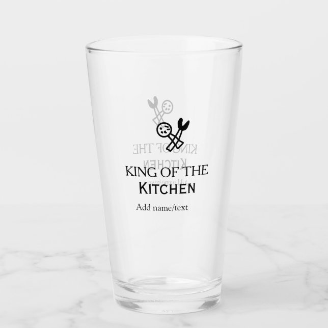 Verre Roi de la cuisine chef cuisine ajouter nom couronn (Devant)