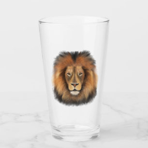Verre roi lion de la jungle réaliste homme aquarelle