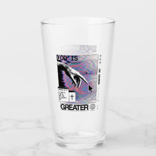 Verre Romans 8:31 Cyberpunk Main de Dieu Glitch Art